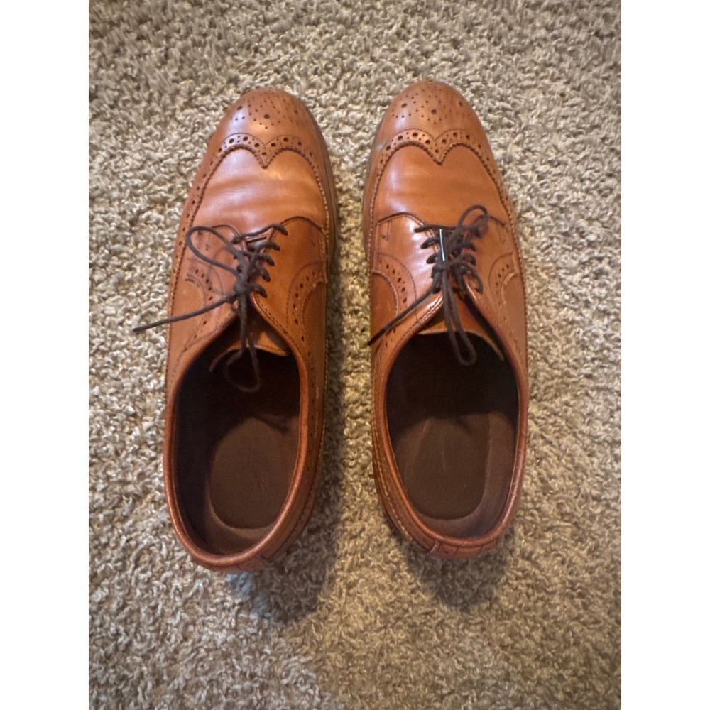 Mens Tan Leather Wingtip Brogue Oxford Dress Shoes Vibram Gumlite Sole 6012 10 D